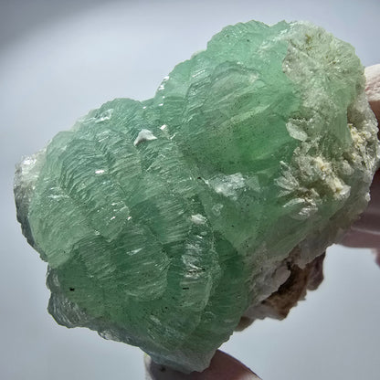 Sphère de Prehnite, Cube de Calcite, Quartz sur Matrice Goboboseb, Namibie 67*42*52mm #12763