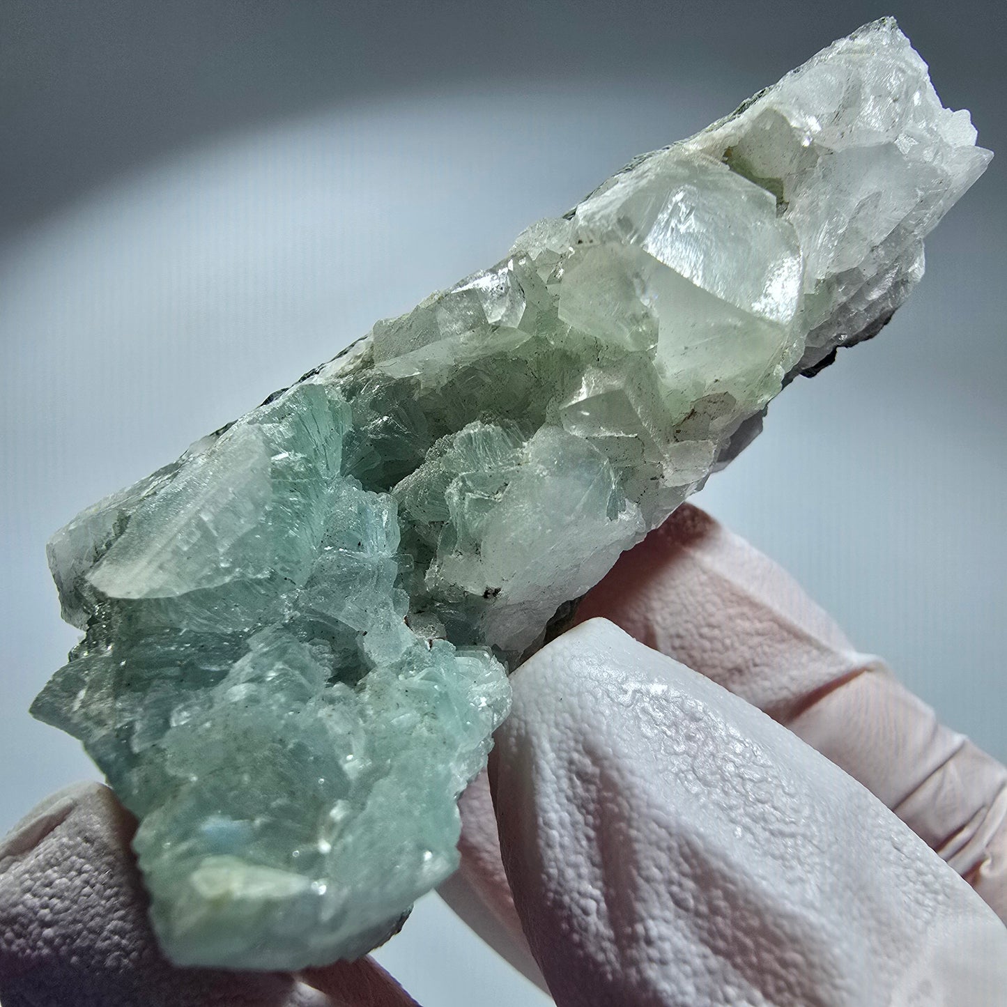 Prehnit Kugel, Calcit Würfel, Quarz auf Matrix Goboboseb, Namibia 69*36*24mm #12767
