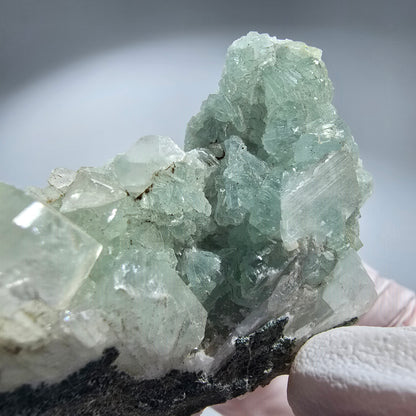 Prehnit Kugel, Calcit Würfel, Quarz auf Matrix Goboboseb, Namibia 69*36*24mm #12767