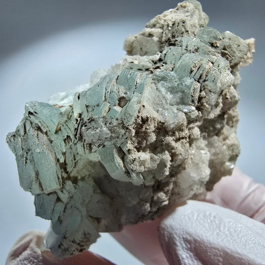 Seltene Prehnit Kugel, Quarz, Rauchquarz Stufe Goboboseb, Namibia 60*45*35mm #12769