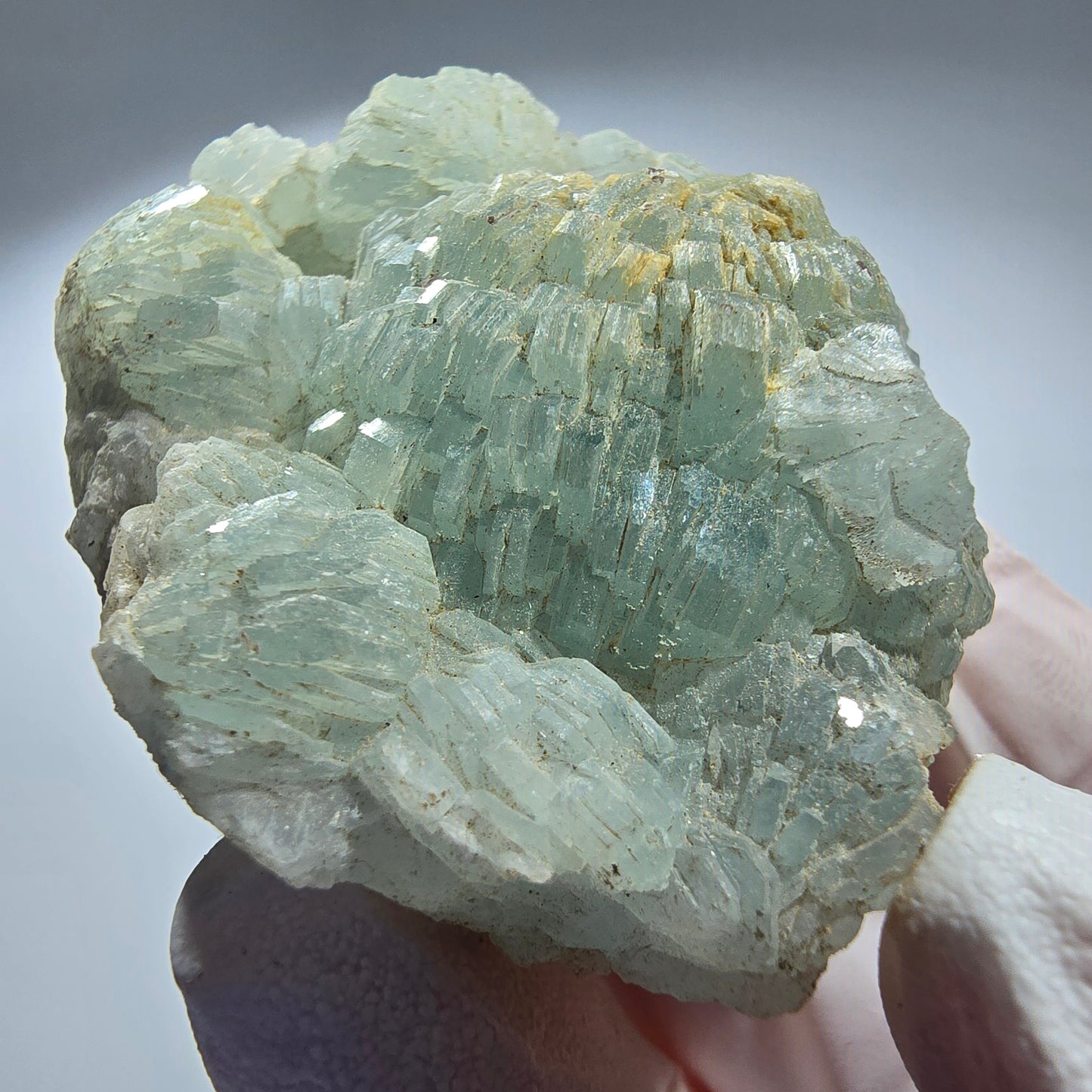 Seltene Prehnit Kugel, Quarz Stufe - alter Fund Goboboseb, Namibia 52*46*24mm #12775