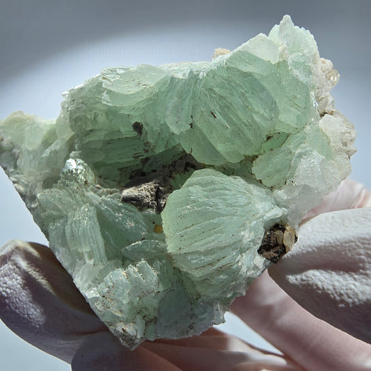 Seltene Prehnit Kugel, Quarz Stufe - alter Fund Goboboseb, Namibia 62*45*27mm #12779