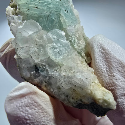Prehnit Kugel, Calcit Würfel, Quarz auf Matrix Goboboseb, Namibia 62*26*25mm #12781