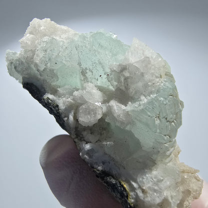 Prehnit Kugel, Calcit Würfel, Quarz auf Matrix Goboboseb, Namibia 63*38*27mm #12782