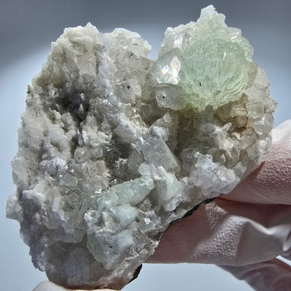 Prehnit Kugel, Calcit Würfel, Quarz auf Matrix Goboboseb, Namibia 54*54*20mm #12783