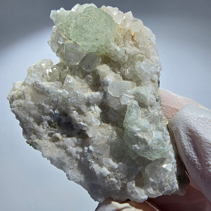 Prehnit Kugel, Calcit Würfel, Quarz auf Matrix Goboboseb, Namibia 54*54*20mm #12783
