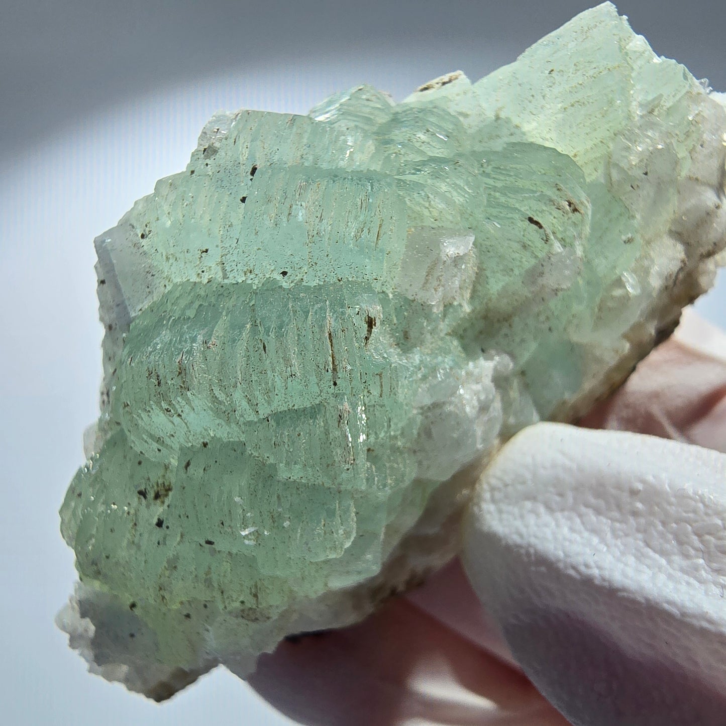 Prehnit Kugel, Calcit Würfel, Quarz auf Matrix Goboboseb, Namibia 57*36*23mm #12784