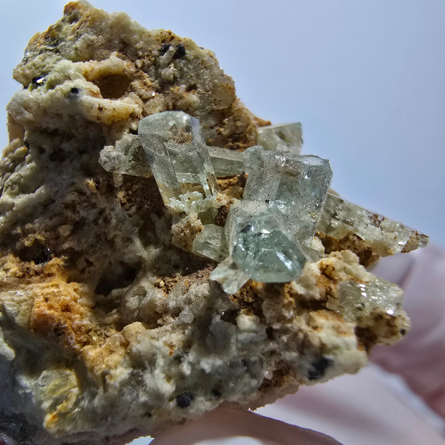 Seltene Aquamarin XX auf Orthoklas Stufe Erongo Namibia 36*32*25mm #12787