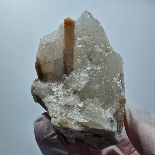 Seltene Elbait Turmalin auf Quarz Stufe Karabib, Namibia 50*49*48mm #12795