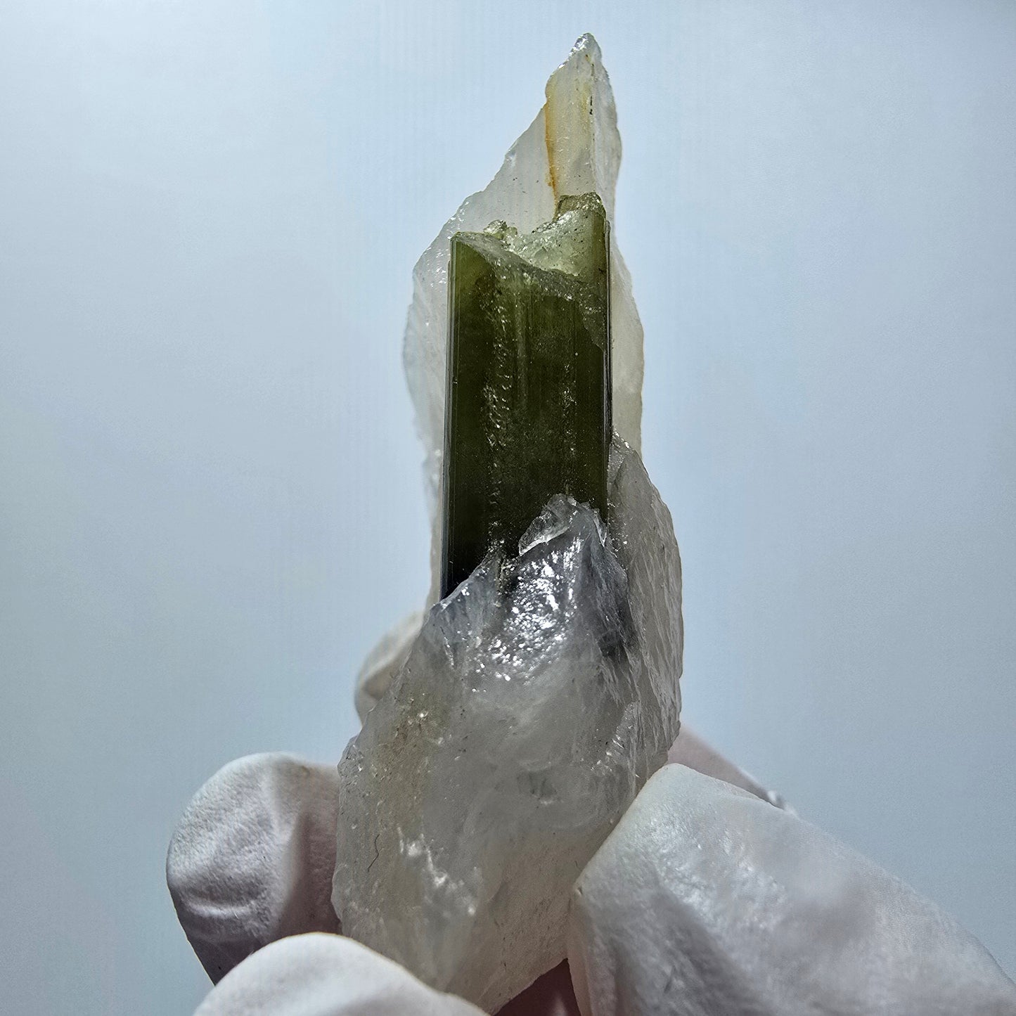 Seltene Verdelith Turmalin auf Quarz Stufe Karabib, Namibia 56*27*19mm #12796