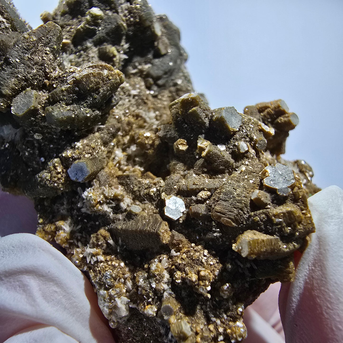 Rare Muscovite, Schorl Tourmaline, Hyalite Opal Specimen Erongo Namibia 70*43*40mm #12799