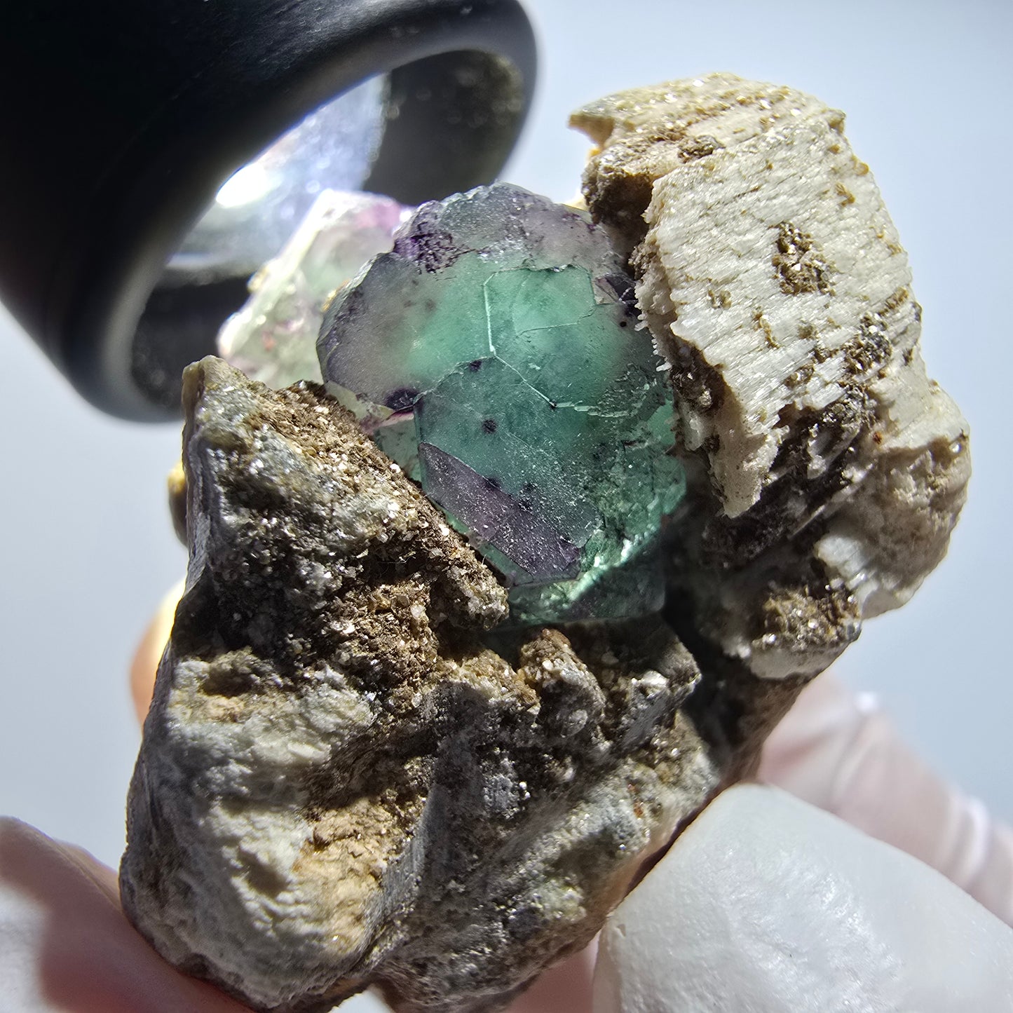 Seltene Phantom Fluorit, Orthoklas, Muskovit Stufe Erongo Namibia 38*32*32mm #12800