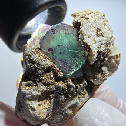 Seltene Phantom Fluorit, Orthoklas, Muskovit Stufe Erongo Namibia 38*32*32mm #12800