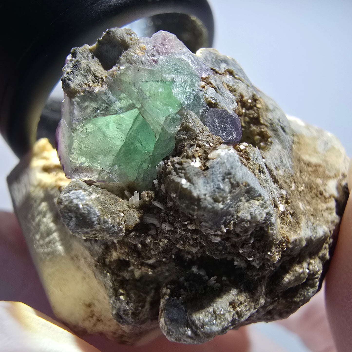 Seltene Phantom Fluorit, Orthoklas, Muskovit Stufe Erongo Namibia 38*32*32mm #12800