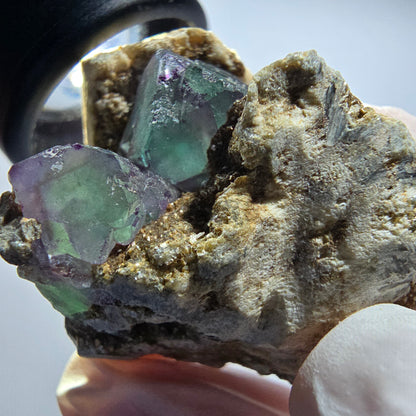 Seltene Phantom Fluorit, Orthoklas, Muskovit Stufe Erongo Namibia 38*32*32mm #12800