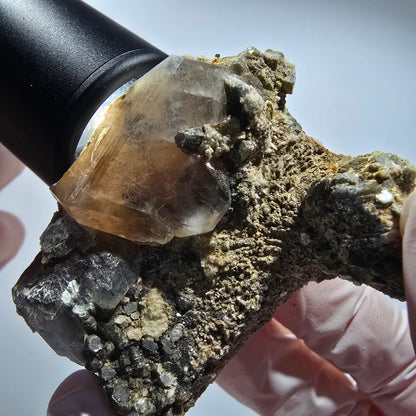 Muskovit, Rauchquarz, Schörl Turmalin, Hyalit Opal Erongo Namibia 62*47*25mm #12802