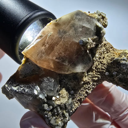Muskovit, Rauchquarz, Schörl Turmalin, Hyalit Opal Erongo Namibia 62*47*25mm #12802
