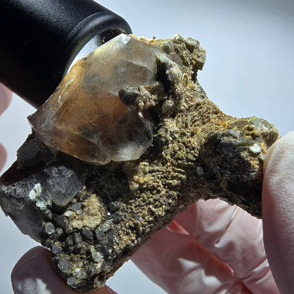 Muskovit, Rauchquarz, Schörl Turmalin, Hyalit Opal Erongo Namibia 62*47*25mm #12802