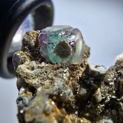 Fluorit, Muskovit, Schörl Turmalin, Hyalit Opal Stufe Erongo Namibia 44*40*37mm #12803