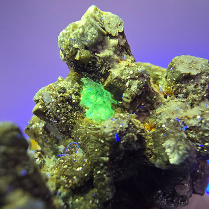 Fluorit, Muskovit, Schörl Turmalin, Hyalit Opal Stufe Erongo Namibia 44*40*37mm #12803