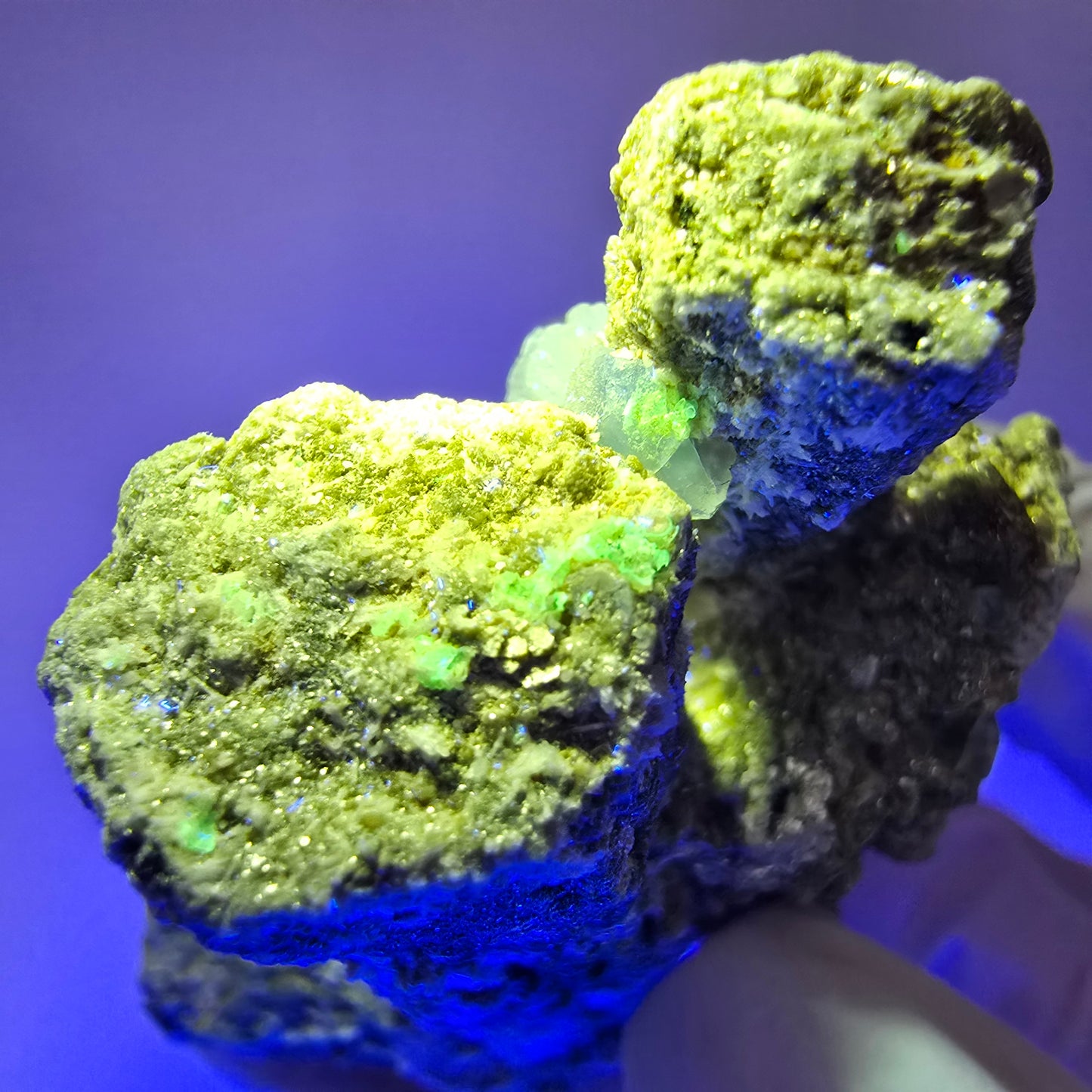 Fluorit, Muskovit, Schörl Turmalin, Hyalit Opal Stufe Erongo Namibia 66*41*29mm #12804