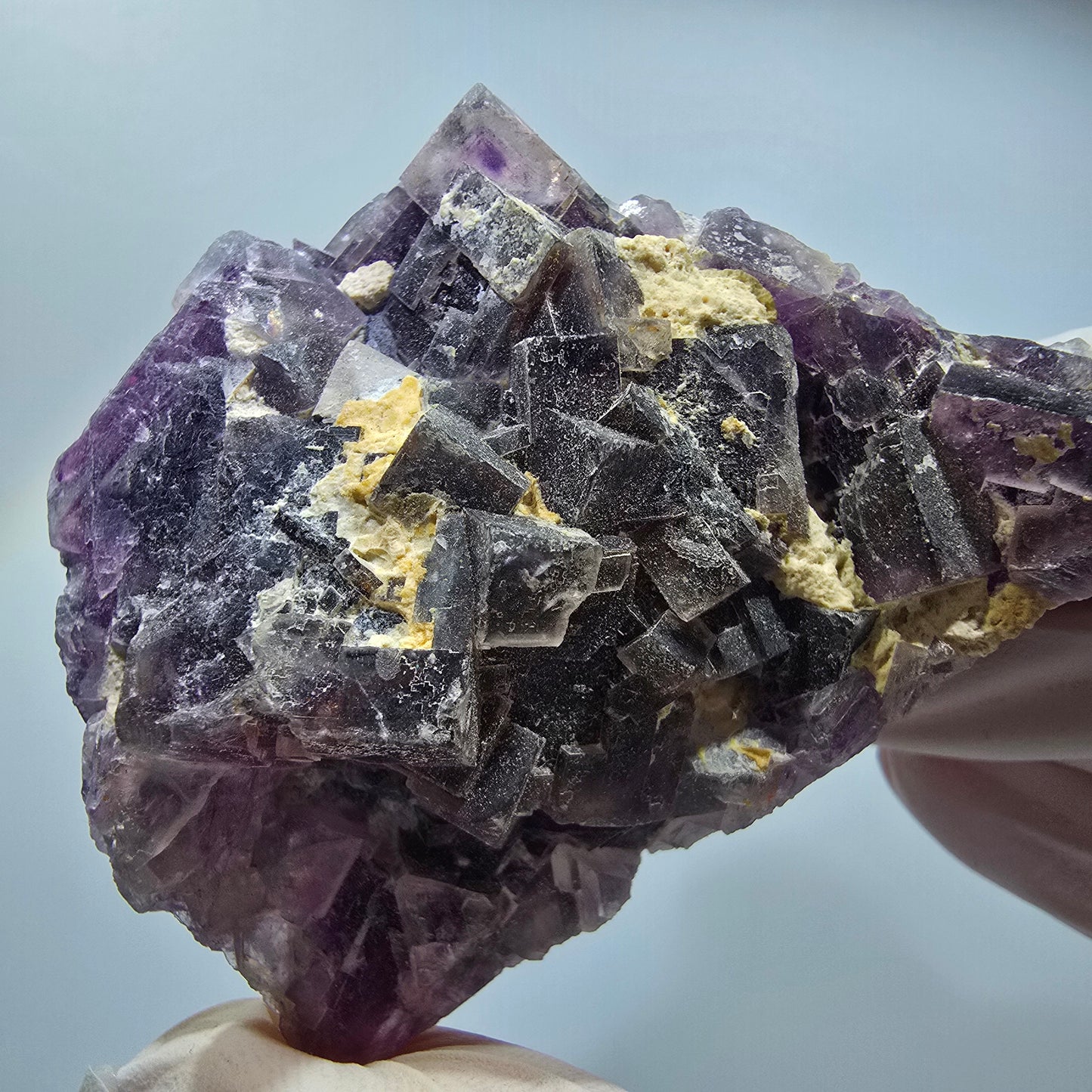 Phantom Fluorit Würfel Stufe, lila weiß Brandberg, Namibia 57*45*31mm #12811