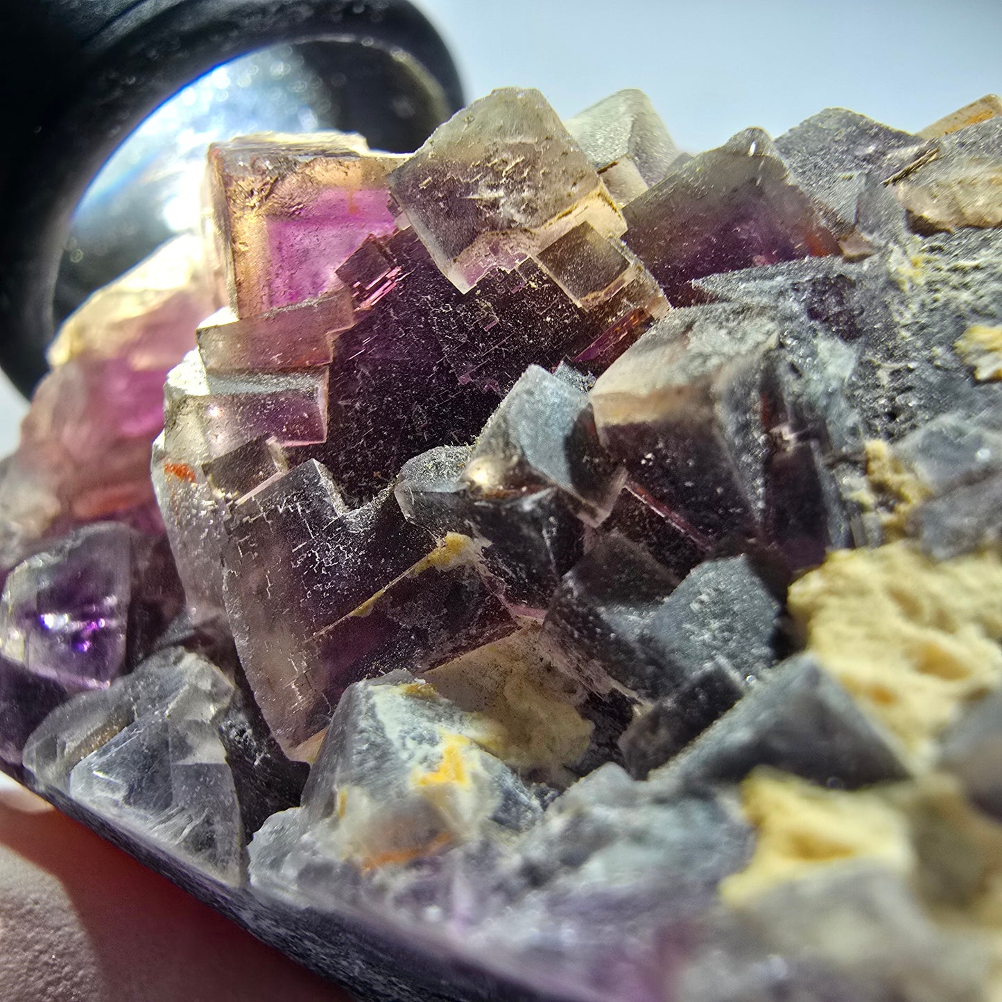 Phantom Fluorit Würfel Stufe, lila weiß Brandberg, Namibia 57*45*31mm #12811