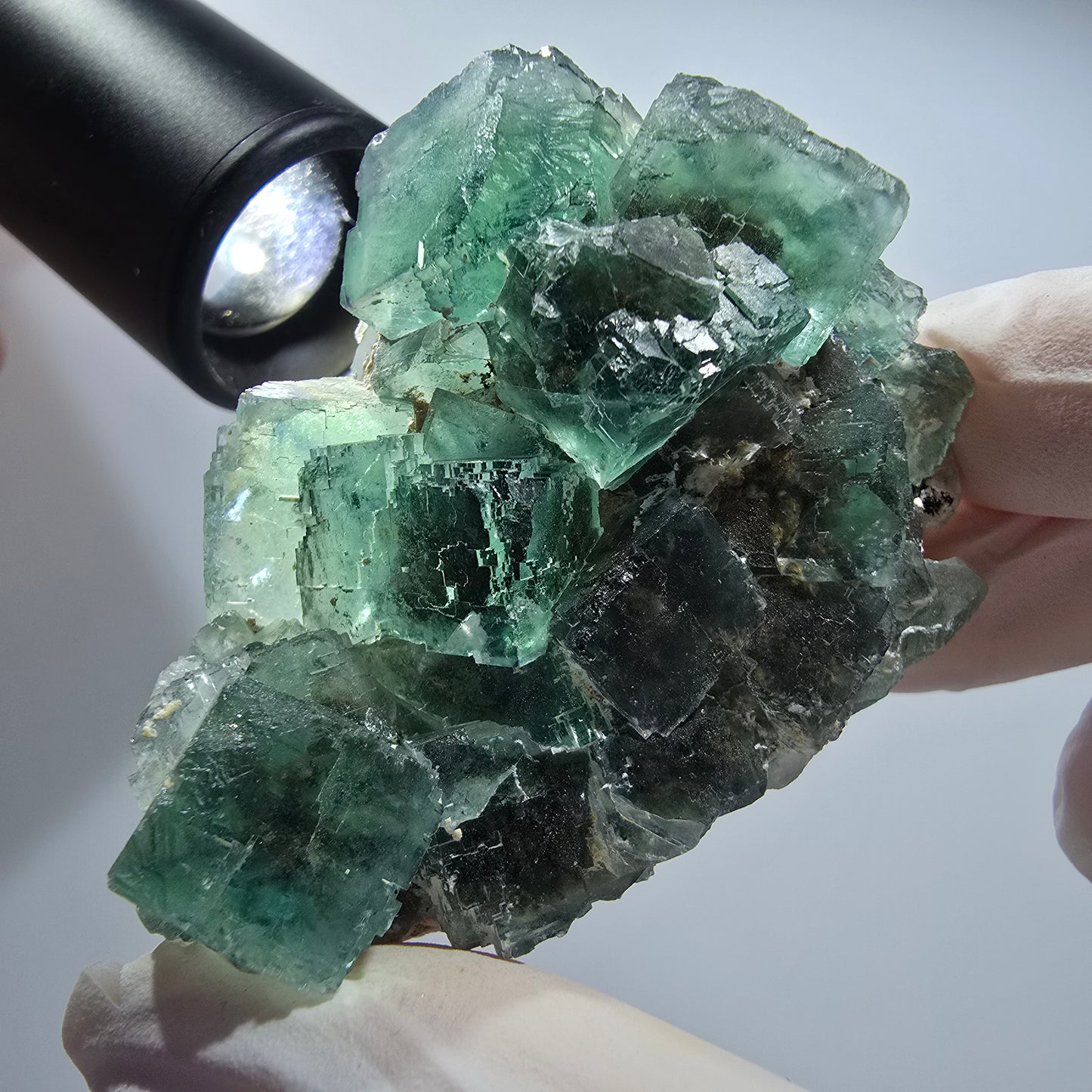 Phantom Fluorit Würfel Stufe, grün parkettiert Okorusu, Namibia 59*49*24mm #12812
