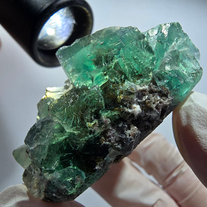 Phantom Fluorit Würfel Stufe, grün parkettiert Okorusu, Namibia 59*49*24mm #12812
