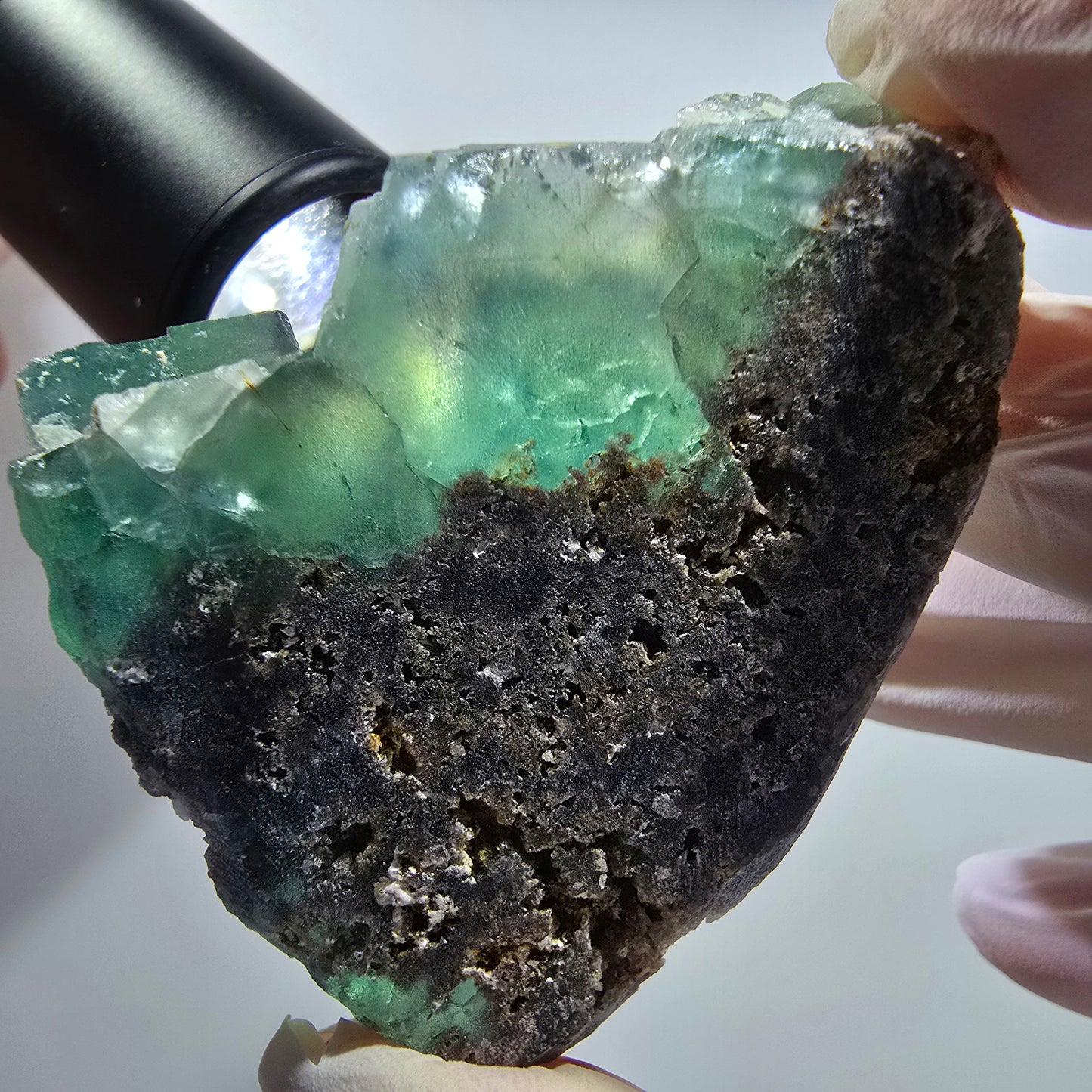 Phantom Fluorit Würfel Stufe, grün parkettiert Okorusu, Namibia 59*49*24mm #12812