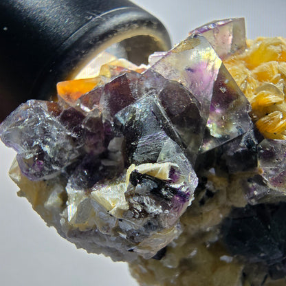 Bunte Phantom Fluorit, Schörl Turmalin, Hyalit, Muskovit Erongo, Namibia 79*47*36mm #12813