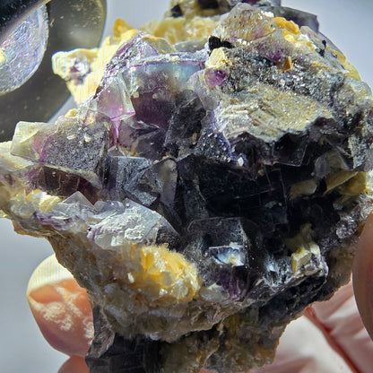Bunte Phantom Fluorit, Schörl Turmalin, Hyalit, Muskovit Erongo, Namibia 79*47*36mm #12813