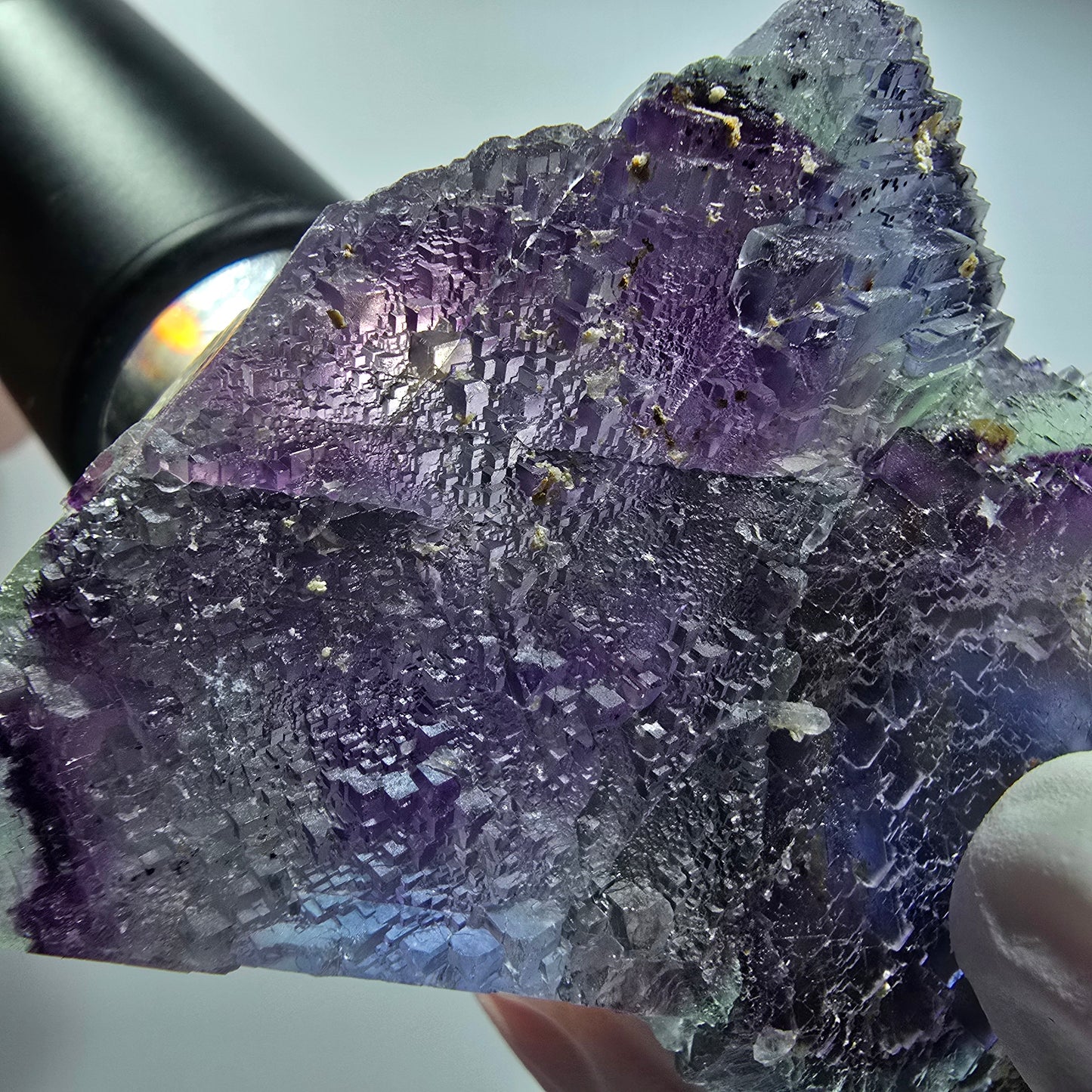 Seltene Phantom Fluorit Würfel Stufe, blau grün lila Omehane, Namibia 62*56*23mm #12814