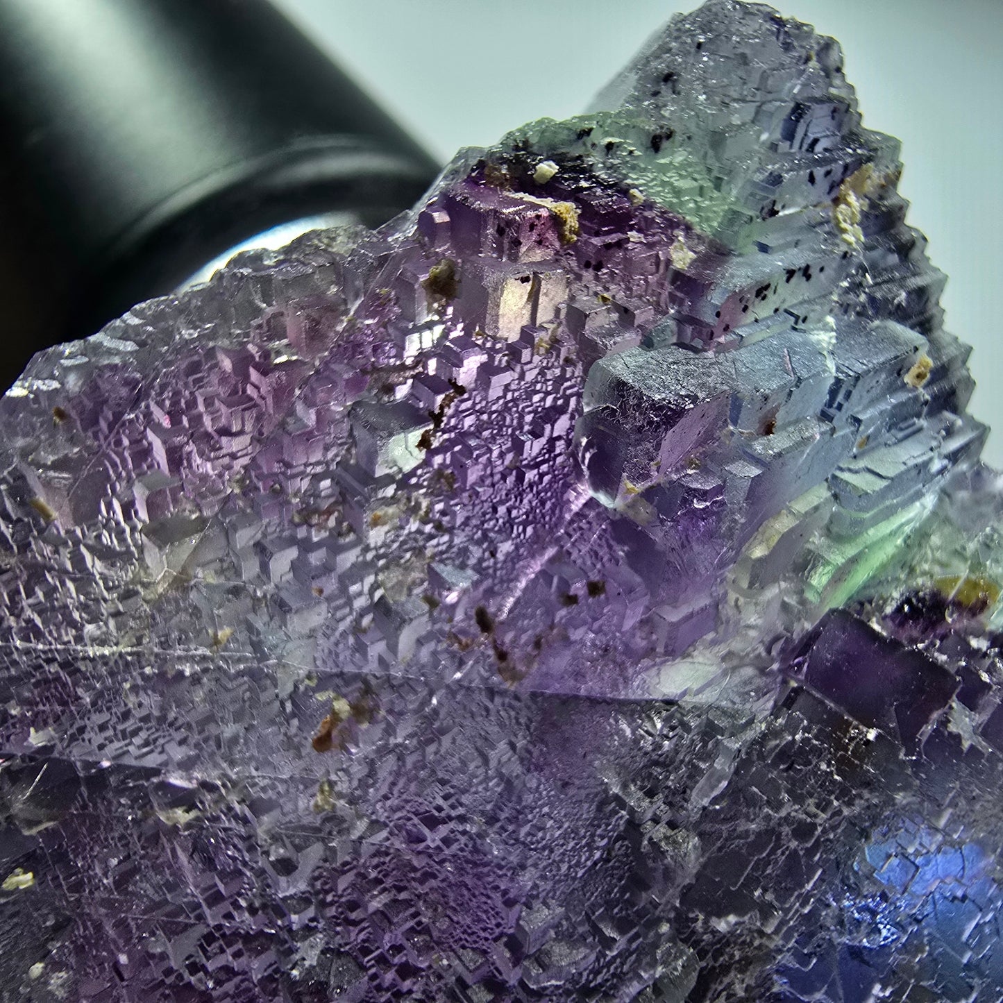 Seltene Phantom Fluorit Würfel Stufe, blau grün lila Omehane, Namibia 62*56*23mm #12814