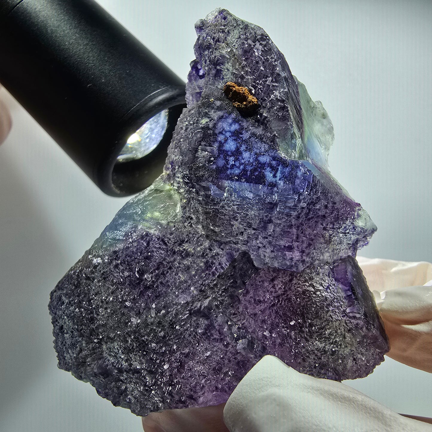 Seltene Phantom Fluorit Würfel Stufe, blau grün lila Omehane, Namibia 62*56*23mm #12814