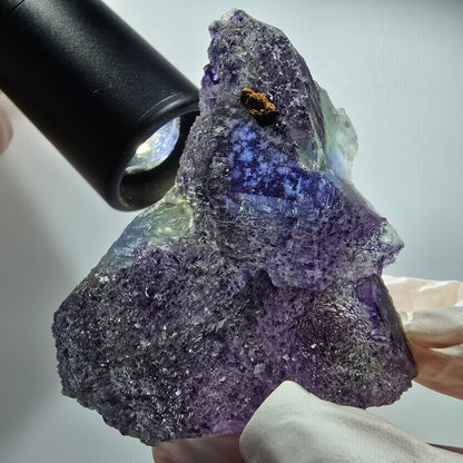 Seltene Phantom Fluorit Würfel Stufe, blau grün lila Omehane, Namibia 62*56*23mm #12814