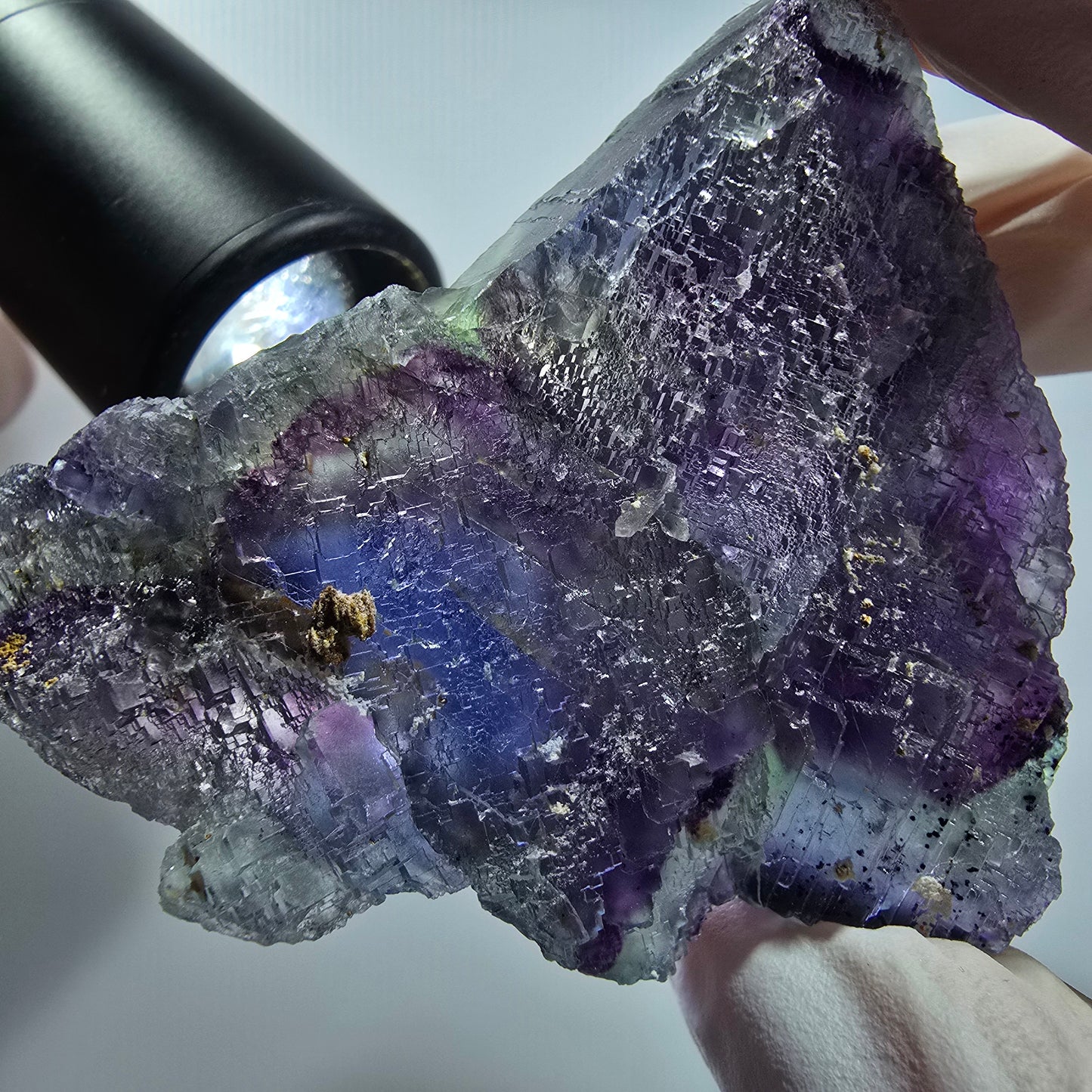 Seltene Phantom Fluorit Würfel Stufe, blau grün lila Omehane, Namibia 62*56*23mm #12814