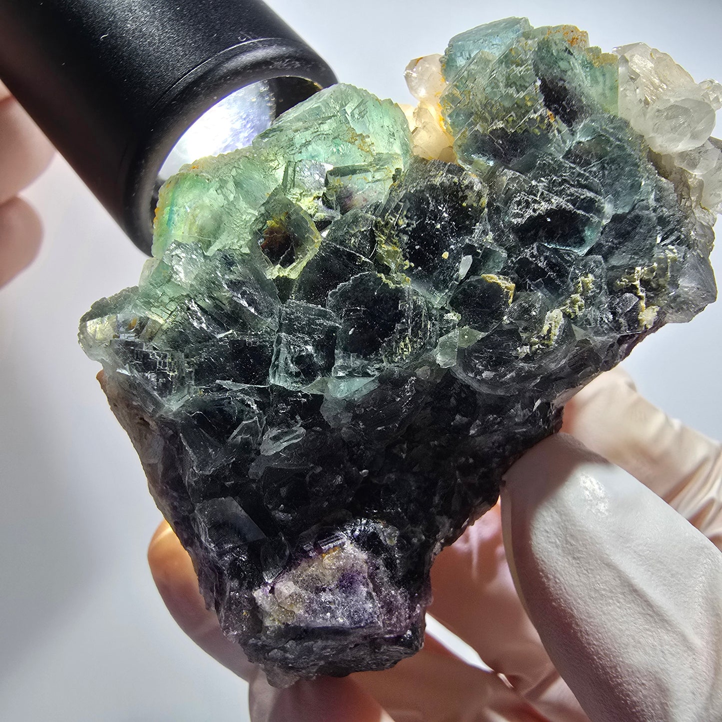 Phantom Fluorit Würfel, Quarz Stufe, grün parkettiert Okorusu Namibia 67*47*34mm #12815