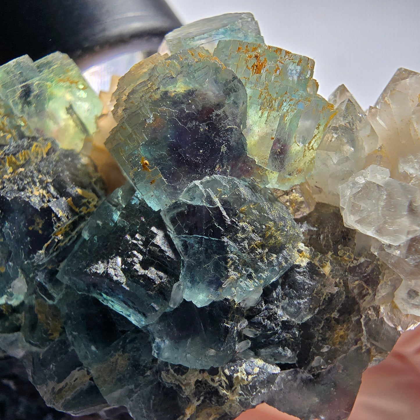 Phantom Fluorit Würfel, Quarz Stufe, grün parkettiert Okorusu Namibia 67*47*34mm #12815