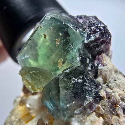 Phantom Fluorit Würfel, Quarz Stufe, grün parkettiert Okorusu Namibia 67*47*34mm #12815