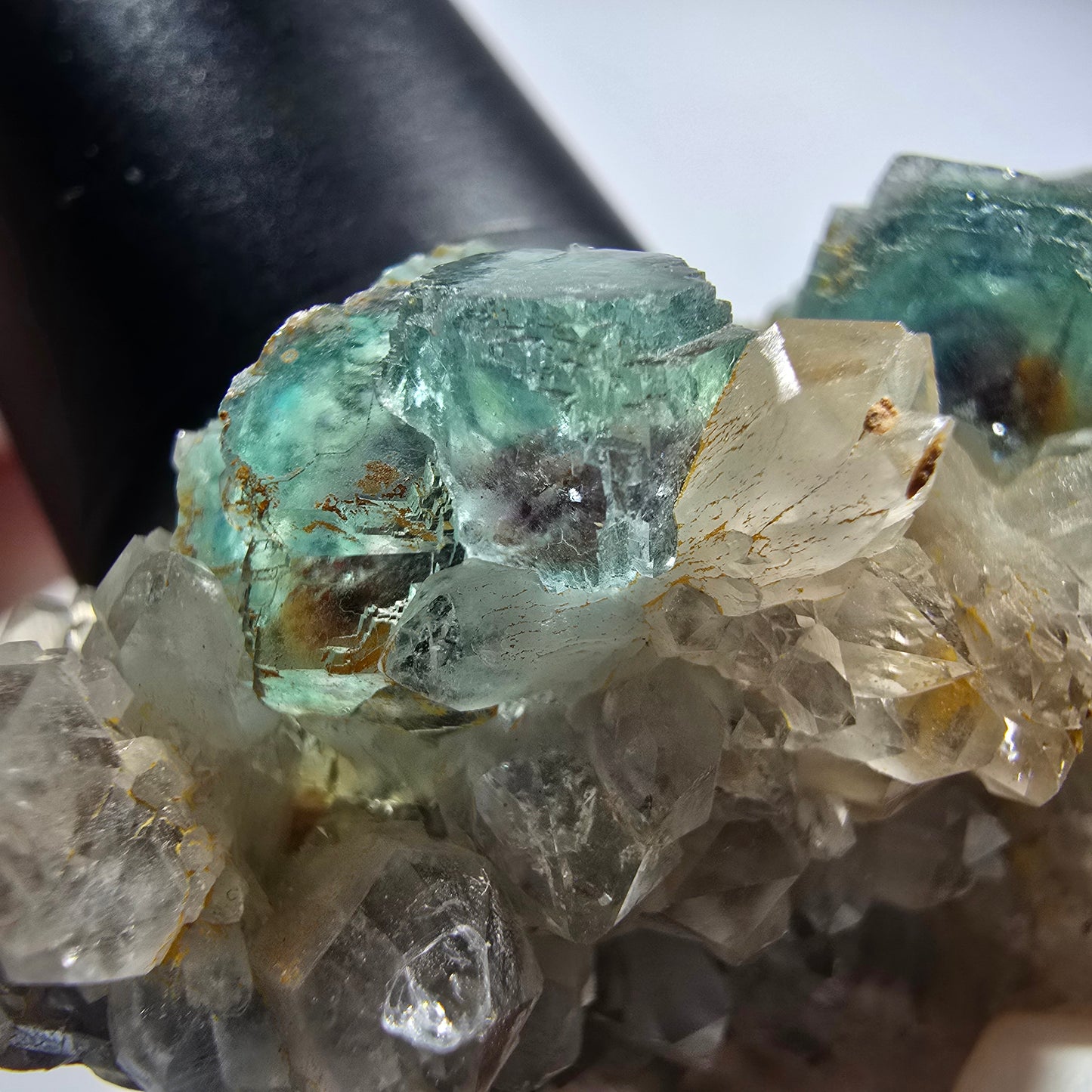 Phantom Fluorit Würfel, Quarz Stufe, grün parkettiert Okorusu Namibia 67*47*34mm #12815