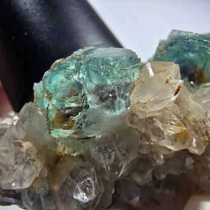 Phantom Fluorit Würfel, Quarz Stufe, grün parkettiert Okorusu Namibia 67*47*34mm #12815