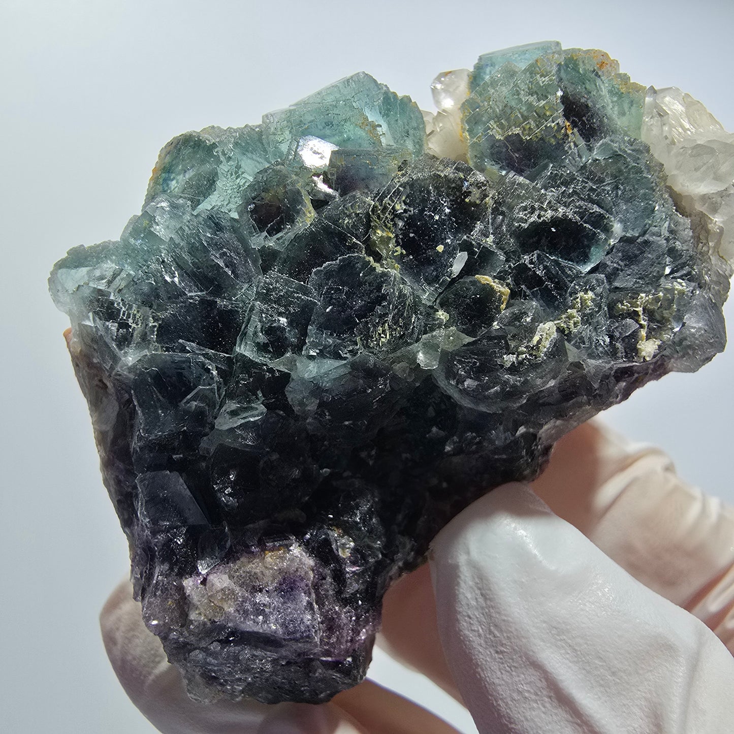 Phantom Fluorit Würfel, Quarz Stufe, grün parkettiert Okorusu Namibia 67*47*34mm #12815
