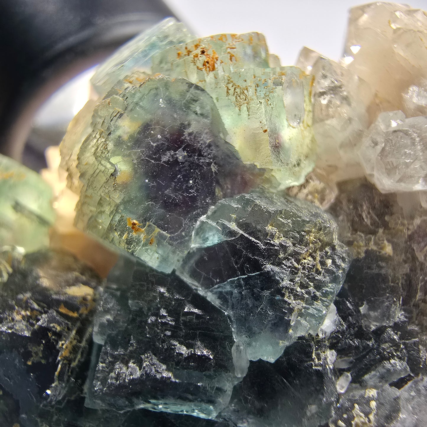 Phantom Fluorit Würfel, Quarz Stufe, grün parkettiert Okorusu Namibia 67*47*34mm #12815