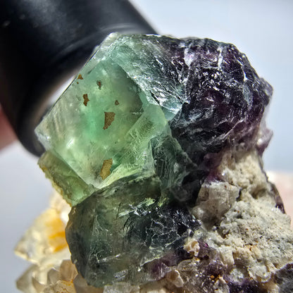Phantom Fluorit Würfel, Quarz Stufe, grün parkettiert Okorusu Namibia 67*47*34mm #12815