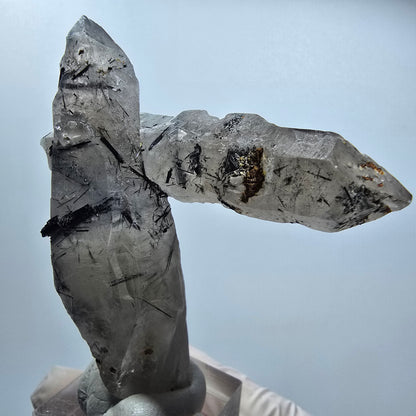 Skelett Rauchquarz Zepter, Schörl Turmalin, Hyalit Opal Stufe Erongo, Namibia 70*59*28mm #12816