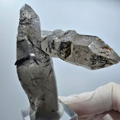 Skelett Rauchquarz Zepter, Schörl Turmalin, Hyalit Opal Stufe Erongo, Namibia 70*59*28mm #12816