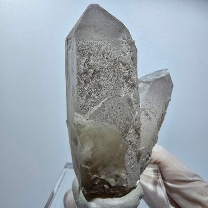 Skelett Rauchquarz Zwilling, Schörl Turmalin, Muskovit Erongo Namibia 72*49*27mm #12818
