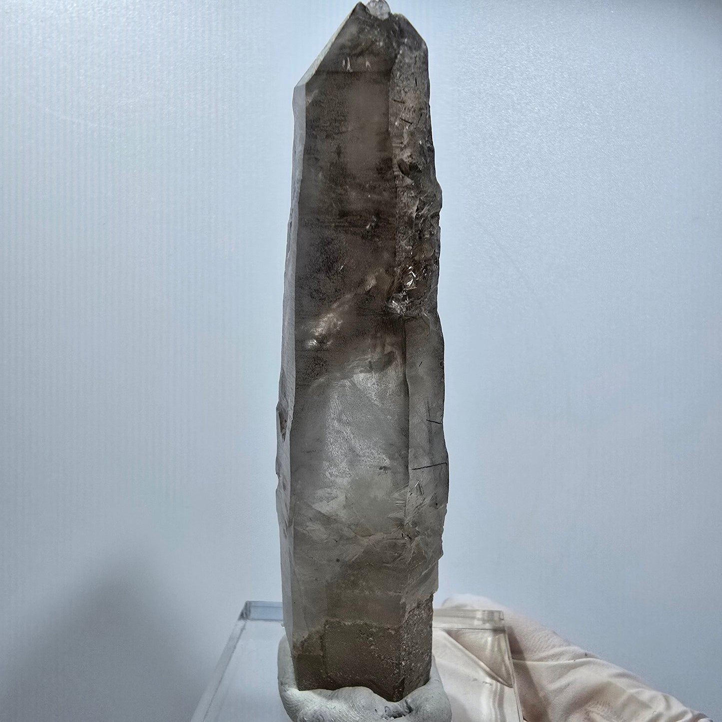 Skelett Rauchquarz, Schörl Turmalin Kristallspitze Erongo, Namibia 98*22*18mm #12819
