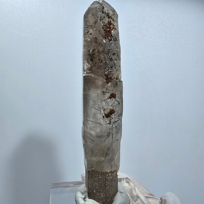 Skelett Rauchquarz, Schörl Turmalin Kristallspitze Erongo, Namibia 98*22*18mm #12819